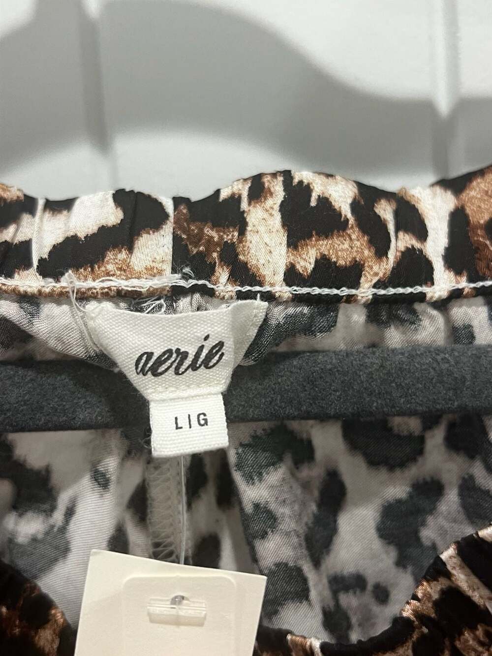 Aerie Off-Duty Satin Leopard Print Piping Pajama Trouser Pants - Picture 5 of 9